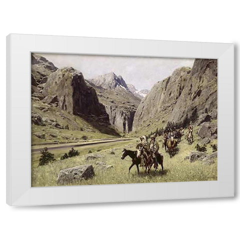 Through the Mountains White Modern Wood Framed Art Print by Farny, Henry Francois