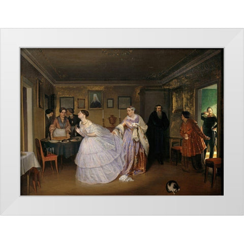 The Major Makes a Proposal White Modern Wood Framed Art Print by Fedotov, Pavel Andreevic