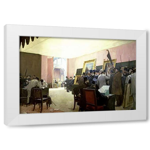 A Meeting of the Painting Jury White Modern Wood Framed Art Print by Gervex, Henri