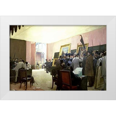 A Meeting of the Painting Jury White Modern Wood Framed Art Print by Gervex, Henri