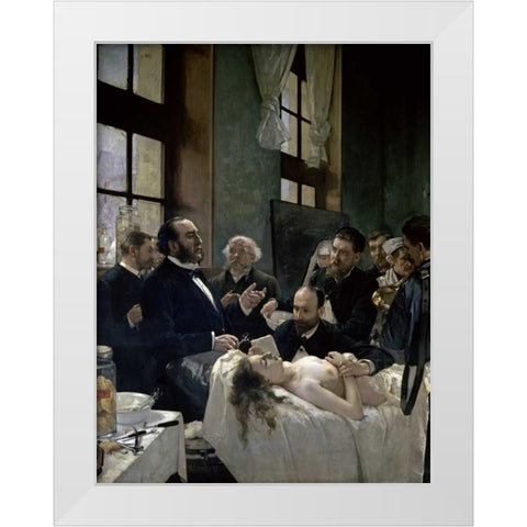 Doctor Preau Operating at the St. Louis Hospital White Modern Wood Framed Art Print by Gervex, Henri