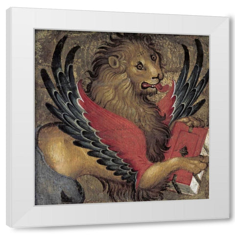 Lion in Majesty White Modern Wood Framed Art Print by Giambono, Michele