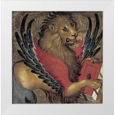 Lion in Majesty White Modern Wood Framed Art Print by Giambono, Michele