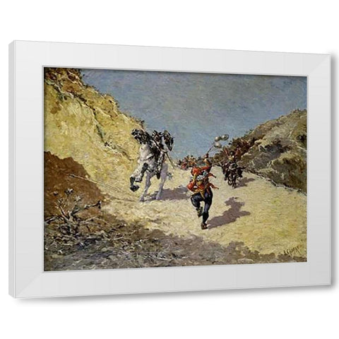 Don Quixote Baldomer White Modern Wood Framed Art Print by Gimenez, Baldomer Galofre
