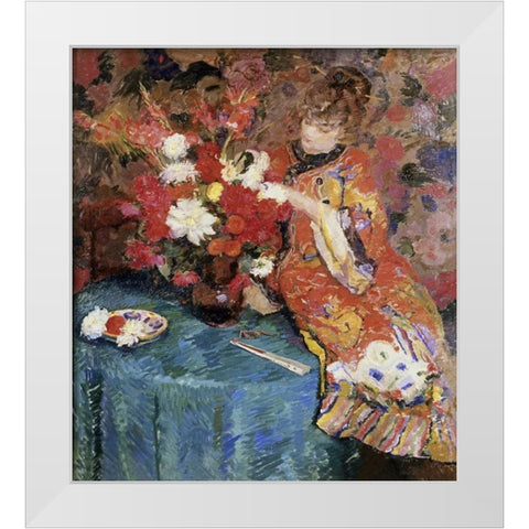Le Kimono White Modern Wood Framed Art Print by Godfrinon, Ernst Jean Joseph