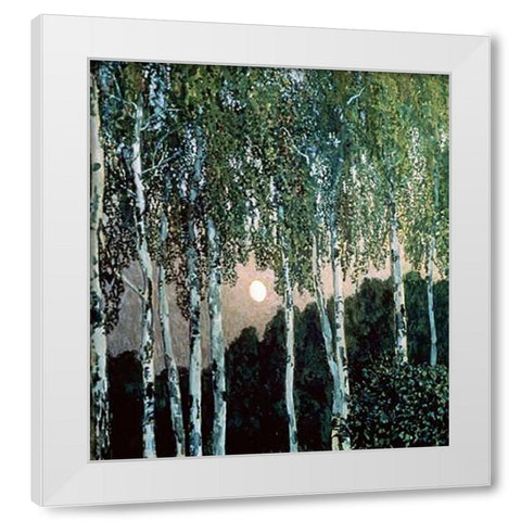 Birch Trees White Modern Wood Framed Art Print by Golovin, Aleksandr Jakovlevic