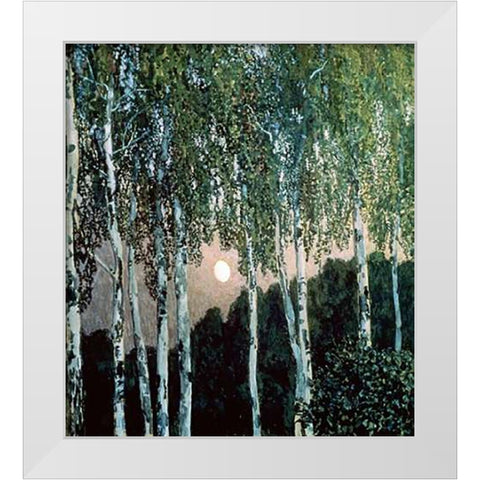 Birch Trees White Modern Wood Framed Art Print by Golovin, Aleksandr Jakovlevic