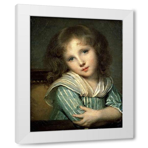 The Girl at the Table White Modern Wood Framed Art Print by Greuze, Jean Baptiste