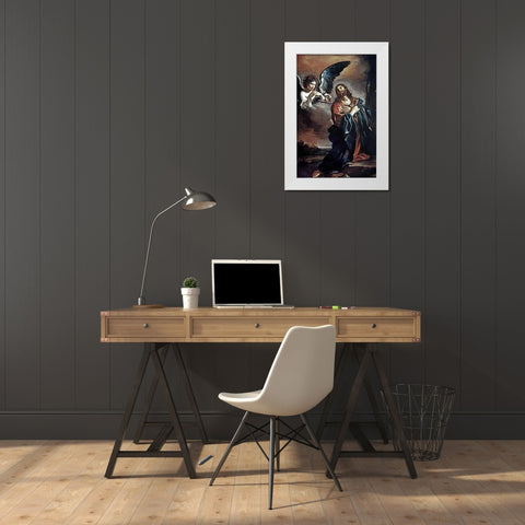 Museumist in Gethsemane White Modern Wood Framed Art Print by Guercino, Giovanni