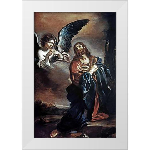 Museumist in Gethsemane White Modern Wood Framed Art Print by Guercino, Giovanni