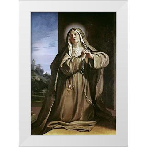 Saint Margarita da Cortona White Modern Wood Framed Art Print by Guercino, Giovanni