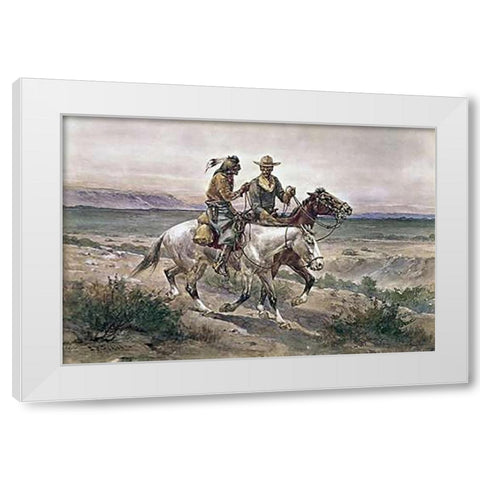 Questionable Companions White Modern Wood Framed Art Print by Hansen, Herman Wendelborg