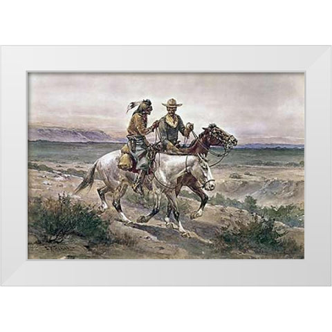 Questionable Companions White Modern Wood Framed Art Print by Hansen, Herman Wendelborg