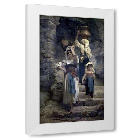 The Women of Cervaria White Modern Wood Framed Art Print by Hebert, Antoine Auguste Ernest