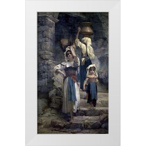 The Women of Cervaria White Modern Wood Framed Art Print by Hebert, Antoine Auguste Ernest