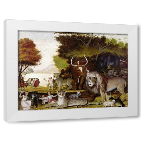 The Peaceable Kingdom - I White Modern Wood Framed Art Print by Hicks, Edward