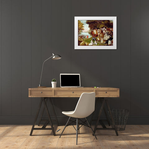 The Peaceable Kingdom (II) White Modern Wood Framed Art Print by Hicks, Edward