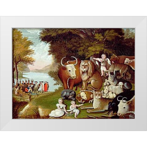 The Peaceable Kingdom (II) White Modern Wood Framed Art Print by Hicks, Edward