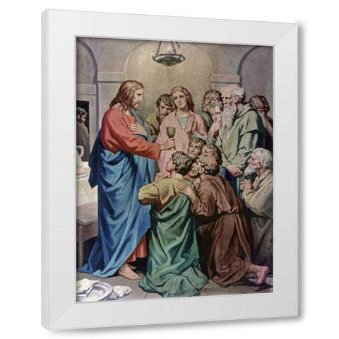 The Last Supper White Modern Wood Framed Art Print by Hofmann, Heinrich