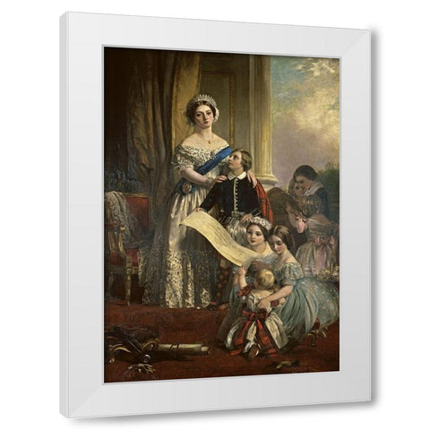 Queen Victoria and her Children White Modern Wood Framed Art Print by Horsley, John Callcott