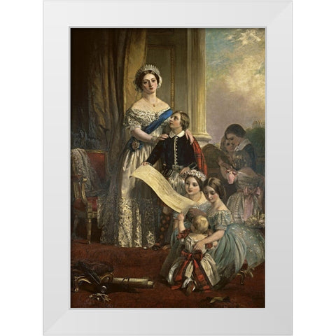Queen Victoria and her Children White Modern Wood Framed Art Print by Horsley, John Callcott