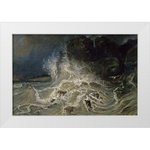 Breakers at the Granville Point White Modern Wood Framed Art Print by Huet, Paul