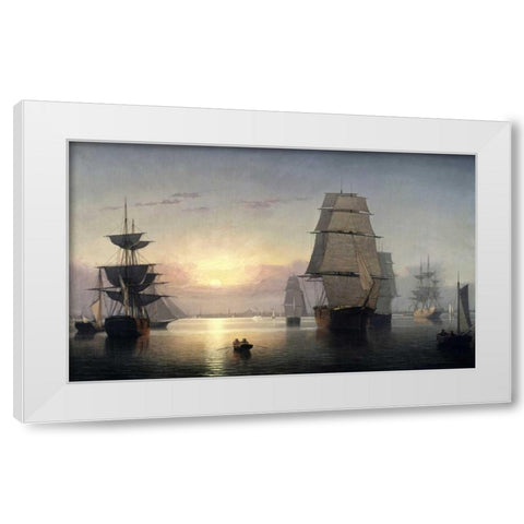Boston Harbor, Sunset White Modern Wood Framed Art Print by Lane, Fitz Hugh