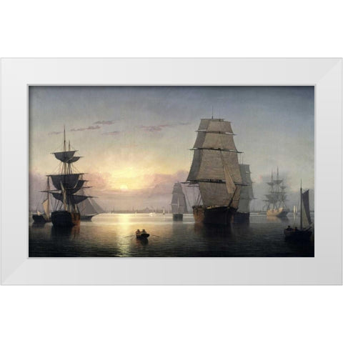 Boston Harbor, Sunset White Modern Wood Framed Art Print by Lane, Fitz Hugh