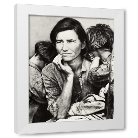 Migrant Mother White Modern Wood Framed Art Print by Lange, Dorothea