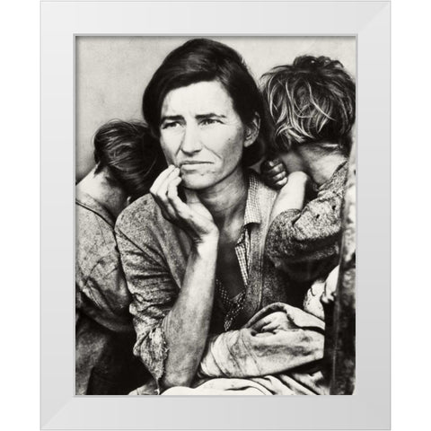 Migrant Mother White Modern Wood Framed Art Print by Lange, Dorothea