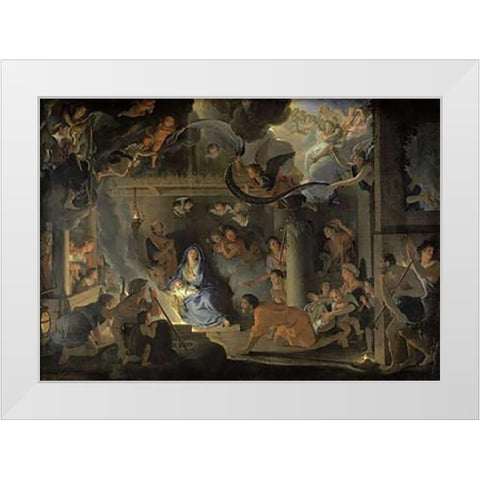 Adoration of the Shepherds White Modern Wood Framed Art Print by Le Brun, Charles