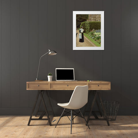 The Lord of the Manor White Modern Wood Framed Art Print by Leighton, Edmund Blair