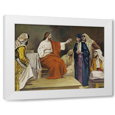 Jesus in the Synagogue White Modern Wood Framed Art Print by Leinweber, Robert