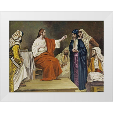Jesus in the Synagogue White Modern Wood Framed Art Print by Leinweber, Robert