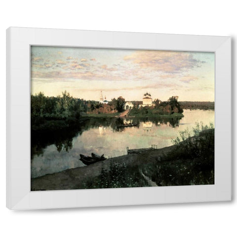 Evening Bells White Modern Wood Framed Art Print by Levitan, Isaak