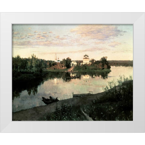 Evening Bells White Modern Wood Framed Art Print by Levitan, Isaak