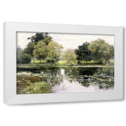 Water Lilies on a Pond White Modern Wood Framed Art Print by Levitan, Isaak