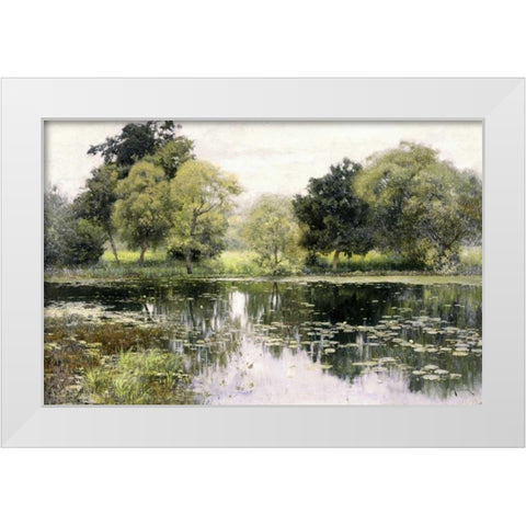 Water Lilies on a Pond White Modern Wood Framed Art Print by Levitan, Isaak