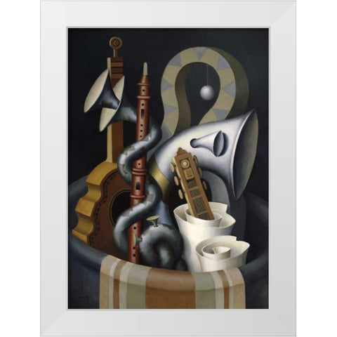 Concierto Barroco White Modern Wood Framed Art Print by Liberti, Juan Carlos