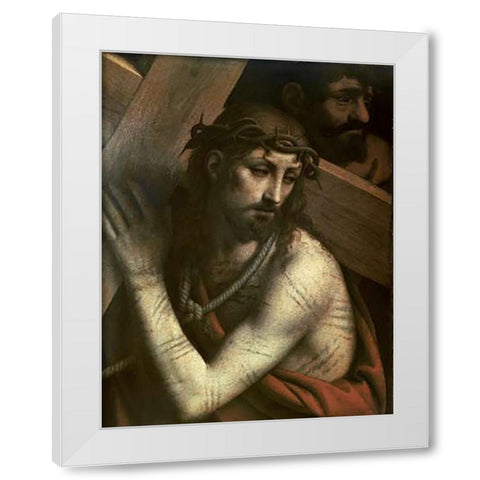 Museumist Bearing His Cross White Modern Wood Framed Art Print by Luini, Bernardino