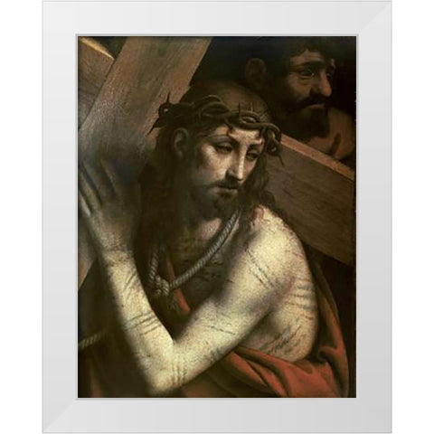 Museumist Bearing His Cross White Modern Wood Framed Art Print by Luini, Bernardino