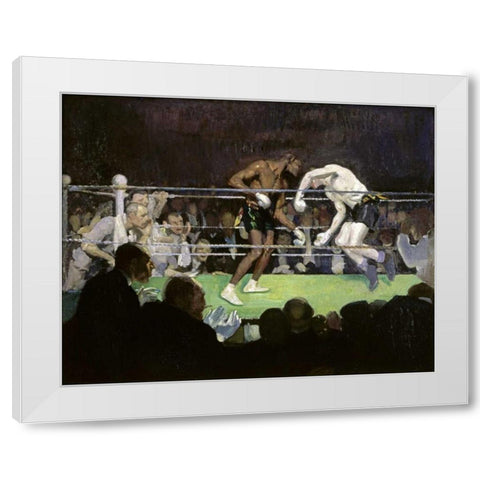 The Boxing Match White Modern Wood Framed Art Print by Luks, George Benjamin