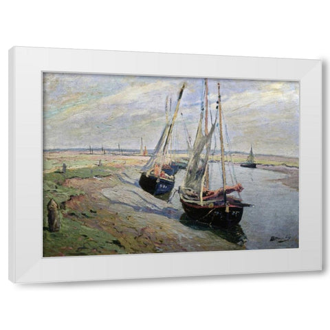 Barques de Peche White Modern Wood Framed Art Print by Madeline, Paul