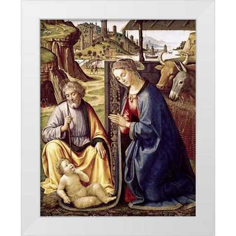 The Birth of Christ White Modern Wood Framed Art Print by Mainardi, Sebastiano