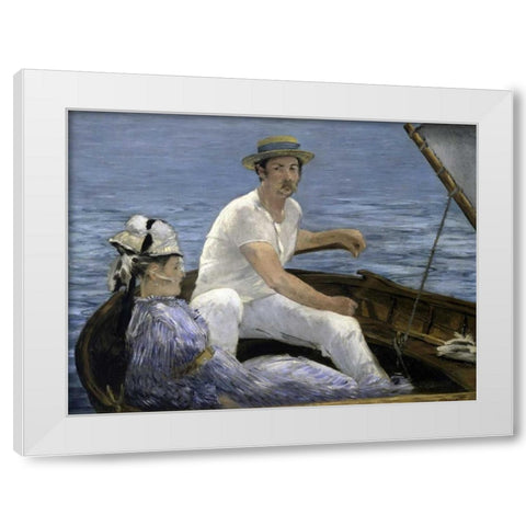 Boating White Modern Wood Framed Art Print by Manet, Edouard