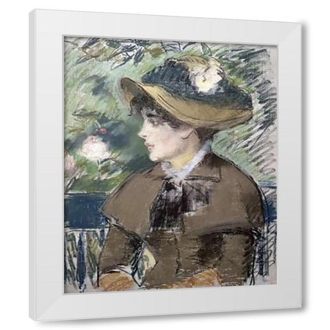 On the Bank White Modern Wood Framed Art Print by Manet, Edouard