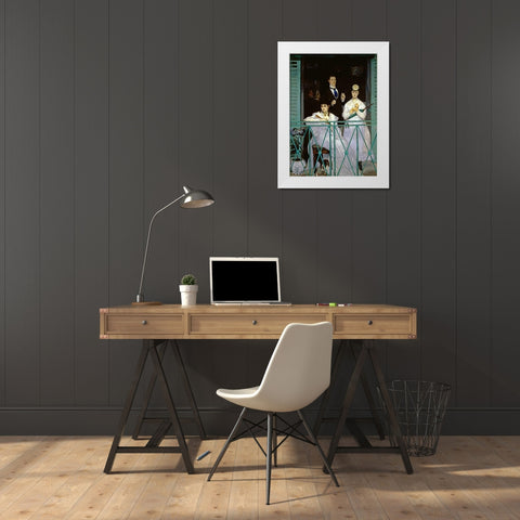 The Balcony White Modern Wood Framed Art Print by Manet, Edouard