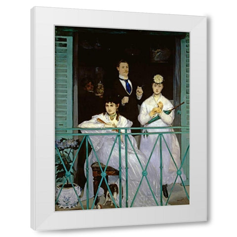 The Balcony White Modern Wood Framed Art Print by Manet, Edouard
