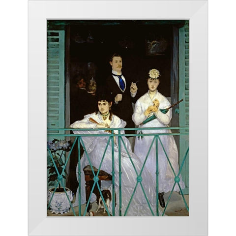 The Balcony White Modern Wood Framed Art Print by Manet, Edouard