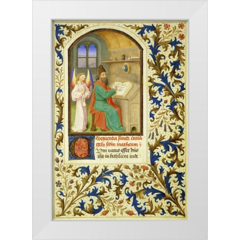 St. Matthew : Book of Hours - Detail White Modern Wood Framed Art Print by Marmion, Simon